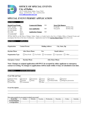 City of Dallas Special Event Permit Application
