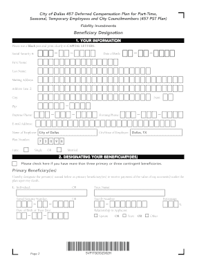 City of Dallas 457 Beneficiary Designation Form