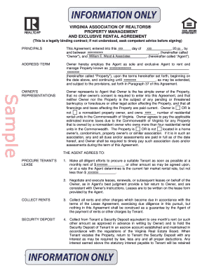 Virginia Property Management and Exclusive Rental Agreement
