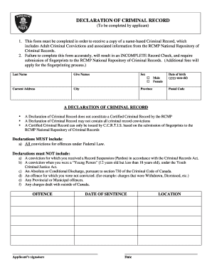 Declaration of Criminal Record