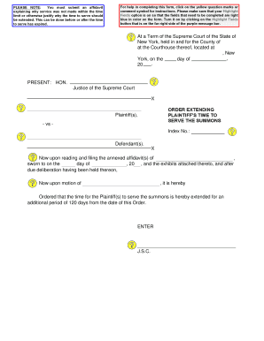 New York Supreme Court Order Extending Time to Serve Summons