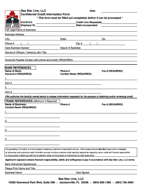 Confidential Credit Information Form