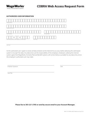 COBRA Web Access Request Form