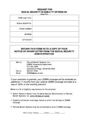 Request for Social Security Disability Extension