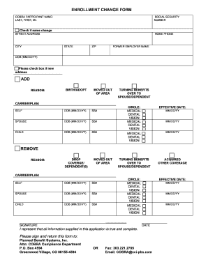 COBRA Enrollment Change Form