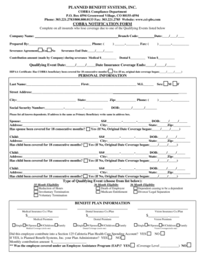 COBRA Notification Form