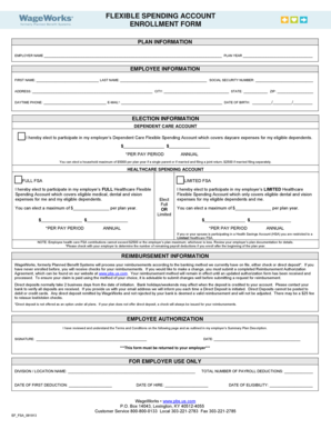 Flexible Spending Account Enrollment Form