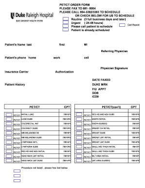 PET/CT Order Form