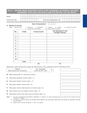 HK-8 Form for Double Taxation Relief with Malaysia