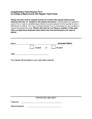 Complimentary Ticket Request Form for College of Music Events ...