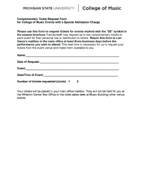 Complimentary Ticket Request Form - MSU College of Music