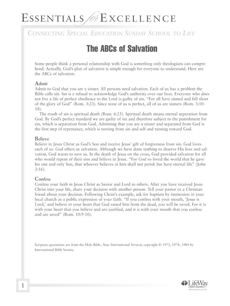 Fillable Online The ABCs of Salvation Fax Email Print - pdfFiller