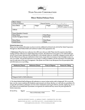 Minor Medical Release Form