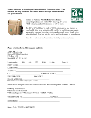 National Wildlife Federation Donation Form