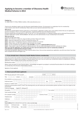 Discovery Health Medical Scheme Application Form