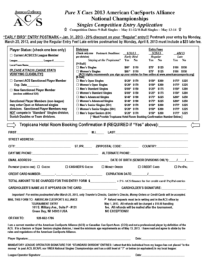 2013 ACS National Championships Entry Application