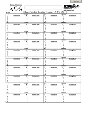 8 team schedule template