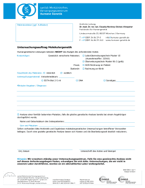 Untersuchungsauftrag Molekulargenetik