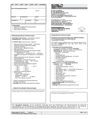 Formular zur Anforderung genetischer Untersuchungen