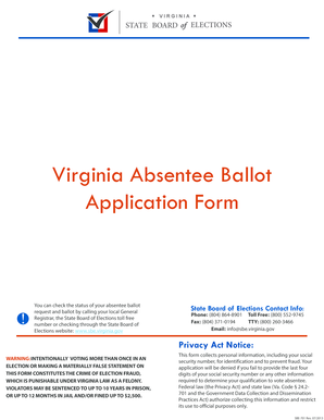 Virginia Absentee Ballot Application Form