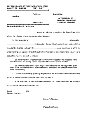 Affirmation of Counsel Regarding Forensic Reports