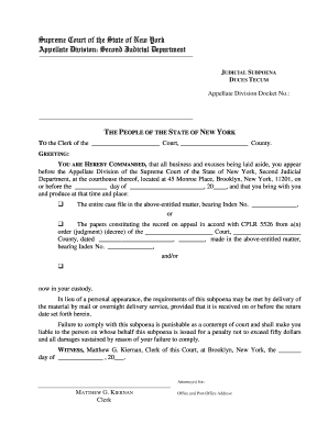 New York Judicial Subpoena Duces Tecum