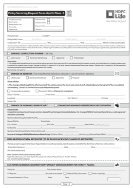 Policy Servicing Request Form-Health Plans
