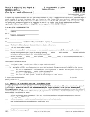 US FMLA Notice of Eligibility and Rights