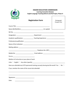 Higher Education Commission ELTR Registration Form