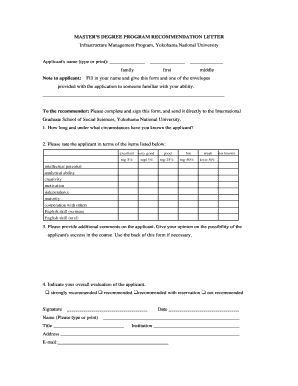 Master's Degree Program Recommendation Letter