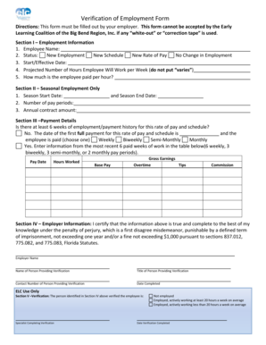 Verification of Employment Form