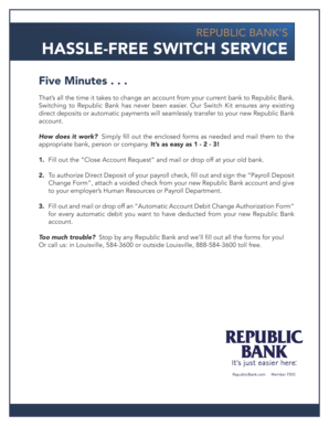 Republic Bank Account Switch Kit