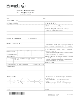 General Medicine Unit Daily Progress Note