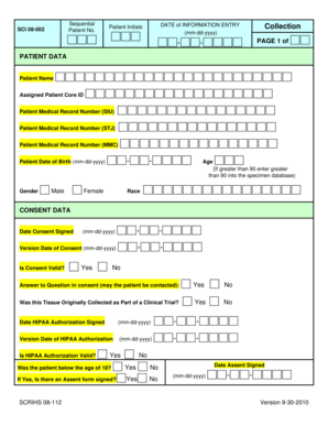 Patient Data Collection Form