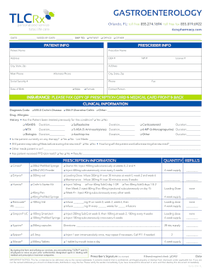 Gastroenterology Prescription Form