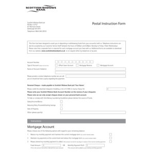 Scottish Widows Bank Postal Instruction Form