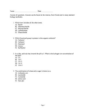 Biology Quiz Form
