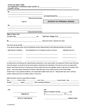 Affidavit of Personal Service