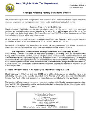 West Virginia Factory-Built Home Tax Form