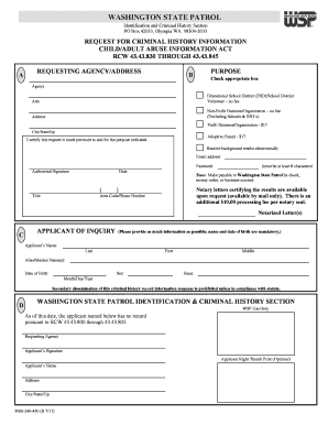 Washington State Criminal History Request Form