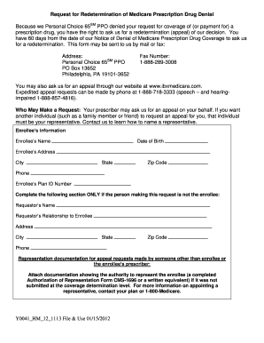 Request for Redetermination of Medicare Prescription Drug Denial