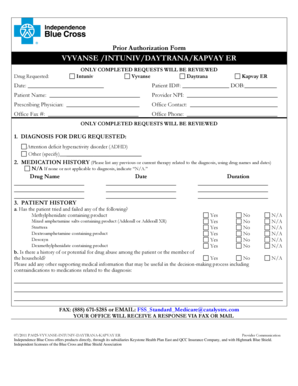Prior Authorization Form for ADHD Medications