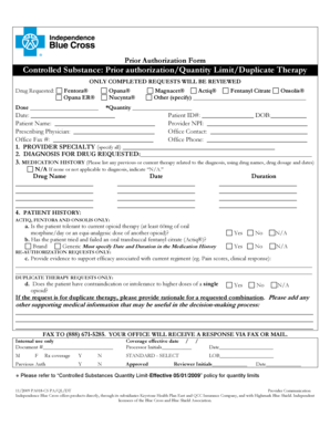 Controlled Substance Prior Authorization Form