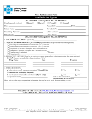 Prior Authorization Form for Anti-Infective Agents