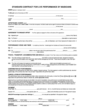 Standard Contract for Live Performance by Musicians
