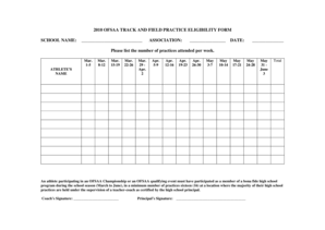 OFSAA Track and Field Practice Eligibility Form