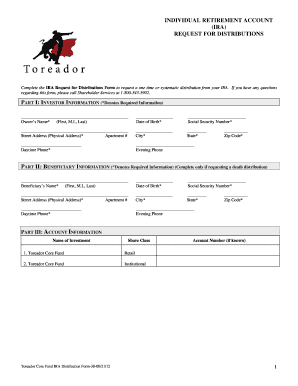 IRA Request for Distributions Form