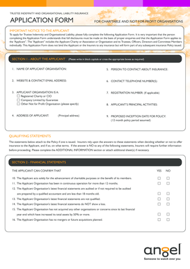 Trustee Indemnity and Organisational Liability Insurance Application