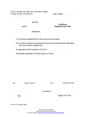 New York Stipulation and Order