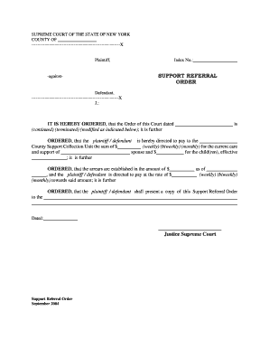 New York Support Referral Order